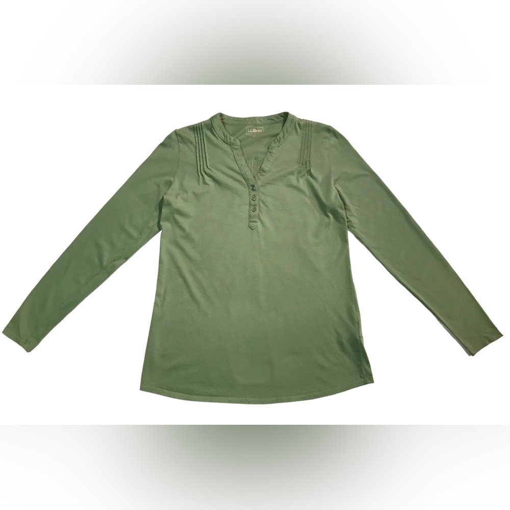 LL Bean Green Cotton Tee Long-Sleeve Extra Small